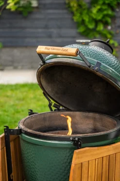 Big Green Egg Large – met intEGGrated onderstel, acacia zijplankjes en hoes