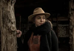 Leren buffalo schort Cognac Witloft