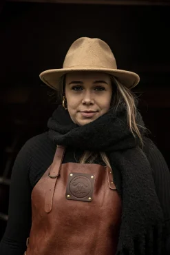 Leren buffalo schort Cognac Witloft