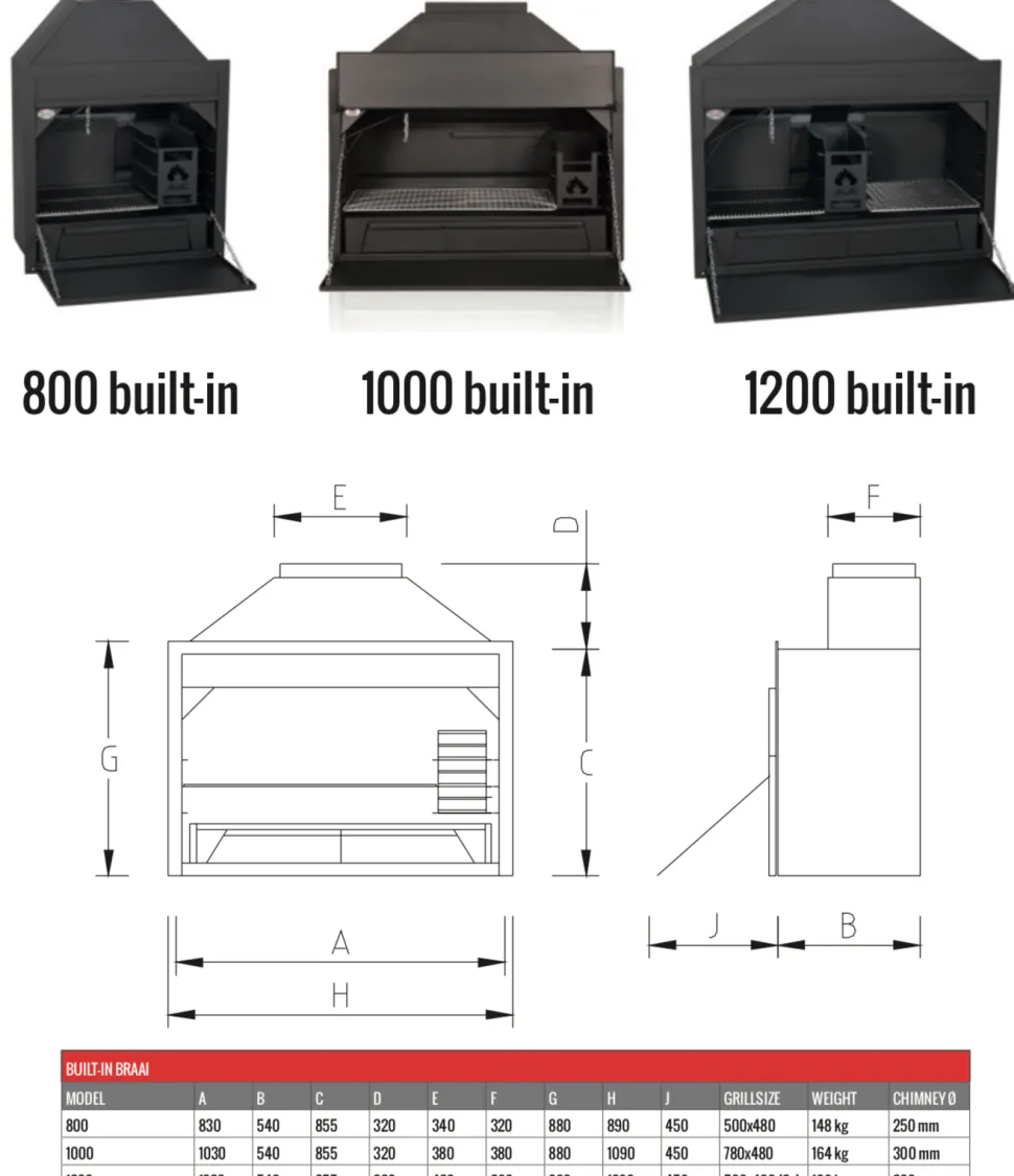 Zuid-Afrikaanse Braai Built-in 800 Home Fires